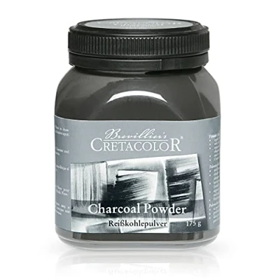 Imagen de CRETACOLOR carboncillo en polvo 175g Medio de dibujo versátil Para artistas, lata plástico, luces y sombras, Se puede utilizar con agua/aglutinante