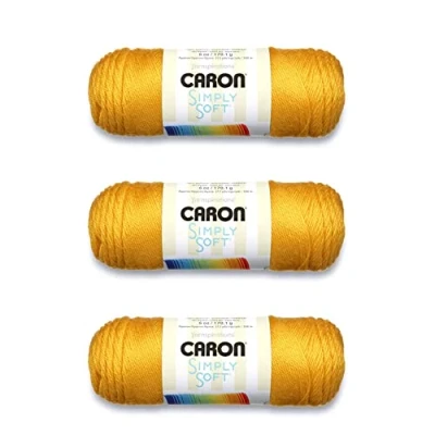 Imagen de Caron Simply Soft Ovillo de hilo dorado, paquete 3 unidades 6 onzas, acrílico, 4 medianos (peinado), 315 yardas, tejido/ganchillo