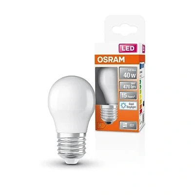 Imagen de OSRAM Lámpara LED P40 Star de para el enchufe E27, forma caída, look mate, 470 lúmenes, luz día blanca (6500k), reemplazo bombillas convencionales 40W, 1 paquete