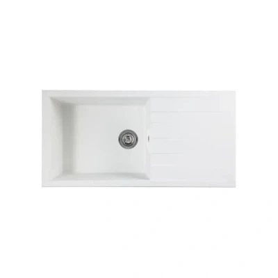 Imagen de STRADOUR Evier cuisine a encastrer 1 bac + égouttoir Arena Résine 86 x 50 cm Blanc