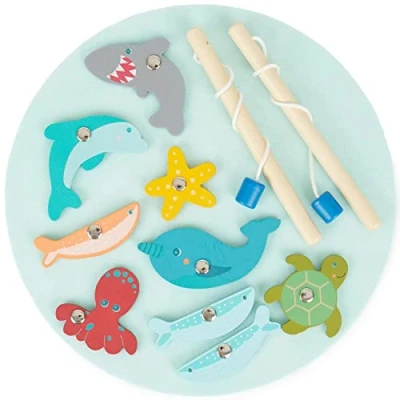 Imagen de Bieco Juego de Pescar para niños Pesca Peces Madera magnetico