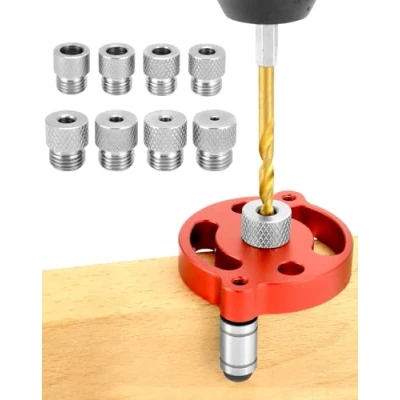 Imagen de QWORK® Ayuda de perforación para carpintería, buscador centros orificios con casquillos 3/4/5/6/7/8/9/10 mm