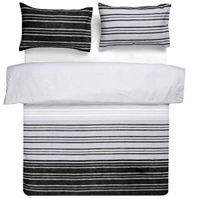 Imagen de Sleepdown Textured Stripe Black/White Juego de Cama Individual Sleep Down, Algodón, Gris, Doublé