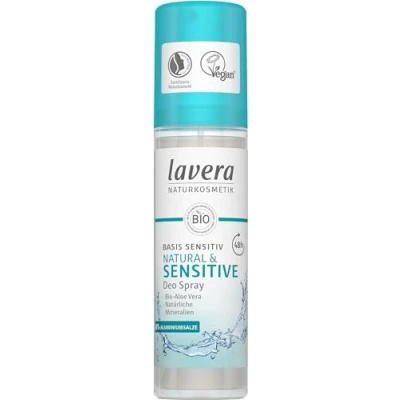 Imagen de lavera, desodorante en spray base sensible natural sensible, 48 h, vegano, cosmética natural, bioaloe vera, minerales naturales sin aluminio, fórmula suave, horas, de protección, 75 ml