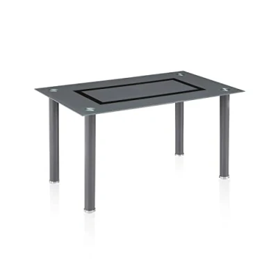 Imagen de duehome Mesa de Comedor Fija, Salon o Cocina, Modelo Gray, Acabado en Gris y Cristal Templado, Medidas: 140 cm (Largo) x 80 (Ancho) 75 (Alto)