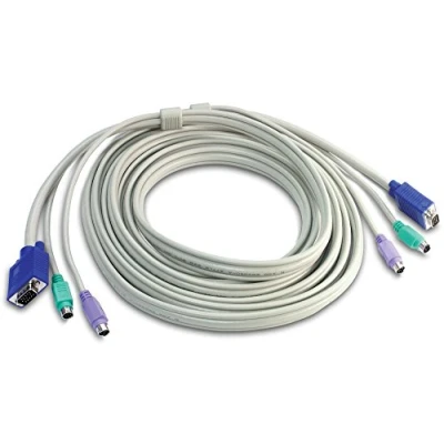 Imagen de TRENDnet TK C15 Cable para Video, Teclado y ratón (kvm) 4,5 m Gris Switch KVM (4,5 m, Gris, VGA, 2X PS/2, Male Connector/Male Connector)