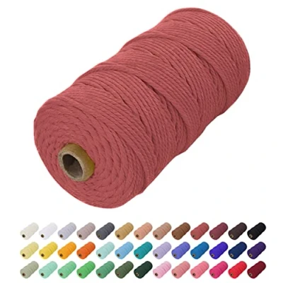 Imagen de Uiopa Hilo Macrame 2mm x 200m, Cuerda de Algodon Natural Cordel, Manualidades para DIY Pared, Cortina, Colgar Plantas, Decoracion Dormitorio (Rojo coral)