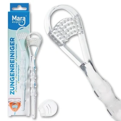 Imagen de MARA EXPERT Limpiador lingual profesional para un aliento seguro, cepillo de lengua y raspador en 1, elimina las capas bacterianas la limpia a fondo, suave eficazmente