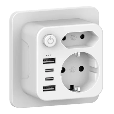 Imagen de Aipsdo enchufe doble para USB, múltiple con 4 enchufes adaptador de 2 enchufe, USB