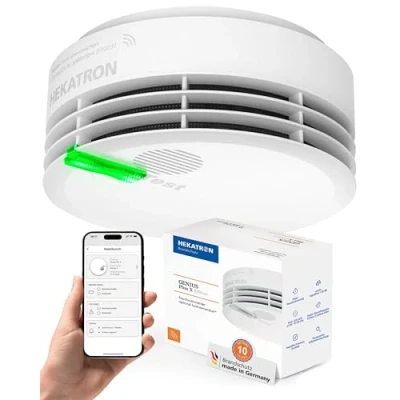 Imagen de Hekatron Genius Plus X Edition 2021 Detector de humo con pilas y adhesivos En blanco
