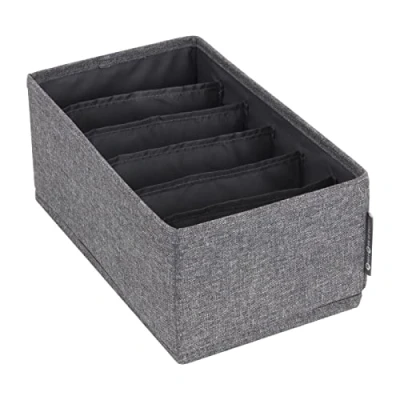 Imagen de Bigso Box of Sweden Organizador de cajones pequeño caja tela con 6 compartimentos Práctica para la cómoda o habitación Ideal objetos pequeños gris