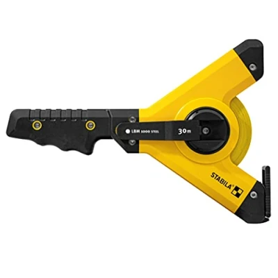 Imagen de STABILA LBM 1000 Steel Cinta métrica de 30 m, acero con escala y revestimiento nailon gancho universal, marco irrompible, precisión MID