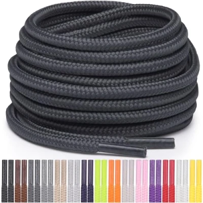 Imagen de Miscly Cordones Redondos para Zapatos, Zapatillas y Botas Disponibles en Múltiples Longitudes Colores (Gris Oscuro, 69 cm)