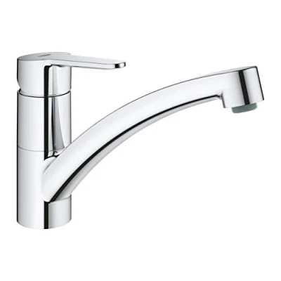 Imagen de Grohe 31680000 BauEco Monomando de Fregadero 1/2&quot;, Cromo, flacher Auslauf