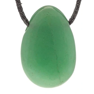 Imagen de Lebensquelle Plus Aventurina verde gota colgante piedra gema perforada con correa de cuero