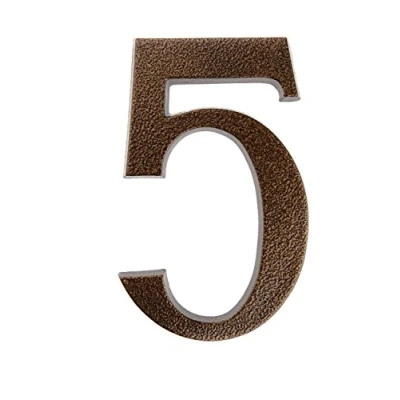 Imagen de HUBER número de casa 5 aluminio 20 cm I números para puerta XL placas en cobre noble diseño 3D, con recubrimiento polvo