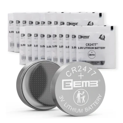 Imagen de EEMB 20 Batería Etiqueta de CR2477, Litio 3V con Soldadura DL2477、ECR2477 para Velas ElectróNicas, Luces, Control Remoto, Llaveros, Alarmas, Sensores Contacto