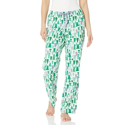 Imagen de Amazon Essentials Pantalón para Dormir de Franela (Disponible en Tallas Grandes) Mujer, Crudo Árbol Navidad, XXL