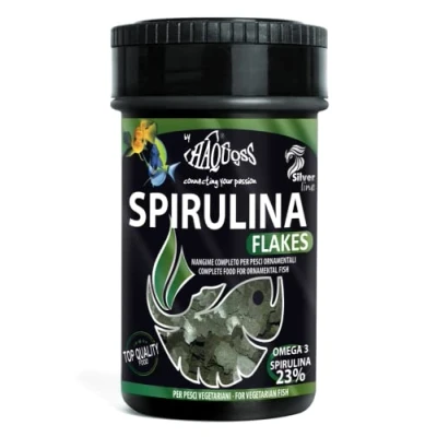 Imagen de Haquoss Spirulina &amp; Chlorella Flakes Alimento en Escamas para Peces Vegetarianos, 100 ml/16 g