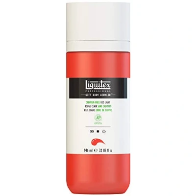 Imagen de Liquitex 1946893 Soft Body Pintura acrílica, sin cadmio, color rojo claro, botella dosificadora de 946 ml