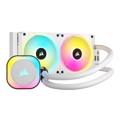 Imagen de Corsair iCUE Link H100i RGB Refrigerador Líquido para CPU 240mm AIO Ventiladores QX120 Se Adapta a Intel® LGA 1700, AMD® AM5 Concentrador de Sistema Incluido Blanco