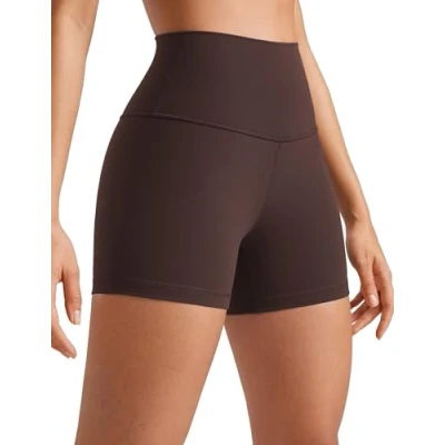 Imagen de CRZ Yoga Mujeres Butterluxe Mallas Cortas Cintura Alta Fitness Ejercicio Corriendo Shorts de Ciclismo 10cm Marrón Fudge Caliente 38