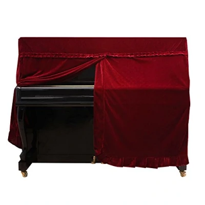 Imagen de Cubierta de Piano Vertical, Colorfast Pleuche Full A prueba Polvo Decorada(rojo)