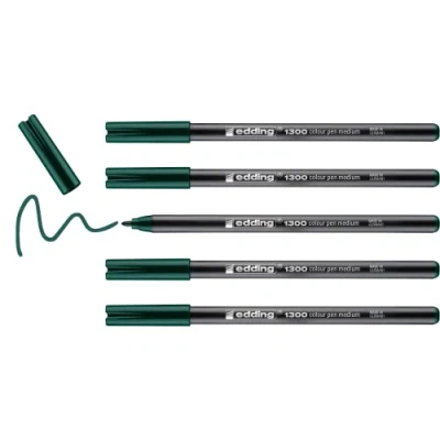 Imagen de edding 1300 rotulador de color trazo medio verde botella x5 punta redondeada 2 mm para dibujar y escribir el colegio, mandalas, Bullet Journals
