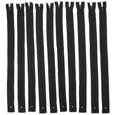 Imagen de Trimz Cremallera de 40 cm con Dientes 4 mm, 10 Unidades, Color Negro, Poliéster