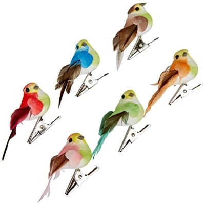 Imagen de Artemio 13001021 Juego de 6 pájaros en Miniatura, Papel, Multicolor, 3,7 x 2,5 5,3 cm
