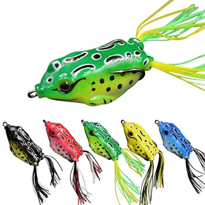 Imagen de senvenelec Cebo Rana Trueno, de manivela, y Anzuelo Ojo 3D, Pesca, Suave 5 Piezas.
