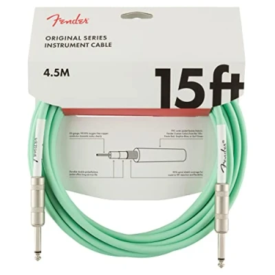 Imagen de Fender Original Series Cable para Instrumento, Guitarra Eléctrica y Bajo, 4.5m, Recto/Recto, Surf Green
