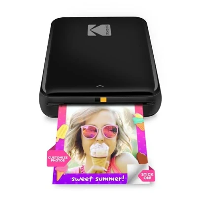 Imagen de KODAK Step Impresora de Fotos instantánea para smartphone Mini portátil inalámbrica en color adhesivas Zink 2x3 Bluetooth compatible con iOS y Android App edición divertida Negro