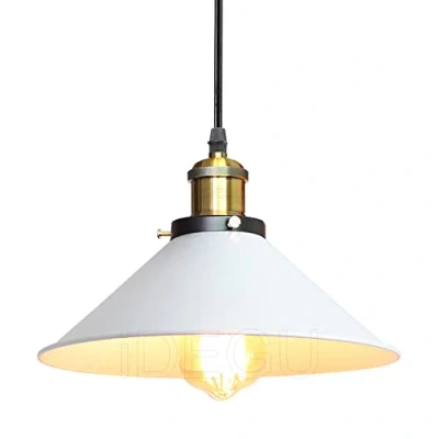 Imagen de iDEGU Lámpara Colgante Industrial, 22cm de Techo Vintage Diseño Edison Retro Tulipas Metal Blanco Lámparas Araña E27 Iluminación Para Cocina, Comedor, Dormitorio, Café