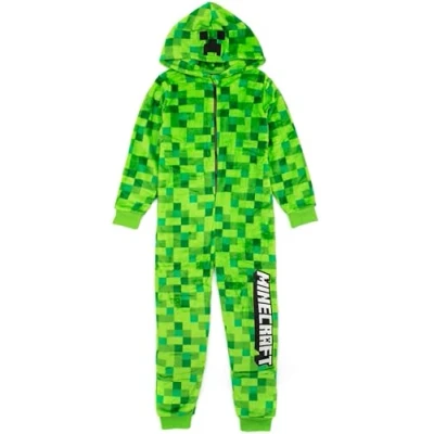 Imagen de Minecraft Onesie Pixelated Creeper Sleepsuit Gamer Regalo para niños 10 11 años