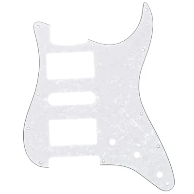 Imagen de Musiclily Pro 11 Agujeros HSH Strat Pickguard Golpeador para Guitarra Fender American/México Standard Stratocaster Estilo Moderno, 4 capas White Pearl