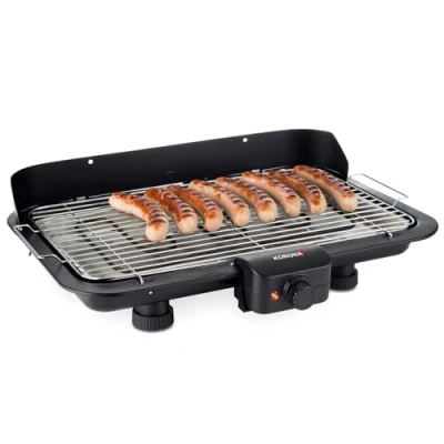 Imagen de Korona Parrilla eléctrica de mesa 46117 I con superficie XXL (51 x 30 cm) ideal para el balcón 2200 vatios elemento calefactor extraíble interruptor seguridad ajuste temperatura