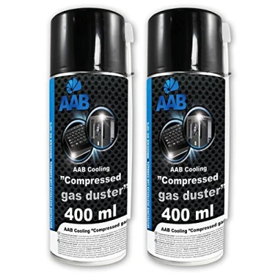 Imagen de 2 x AAB Botella de Aire Comprimido 400ml para Limpiar Teclados Ordenadores Copiadoras Cámaras Impresoras y Otros Equipos Eléctricos Soplador Eliminación Polvo Spray Limpiador
