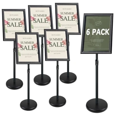 Imagen de Mutualsign 6 soportes de aluminio para carteles, tamaño A3, información, menú, aviso, color negro
