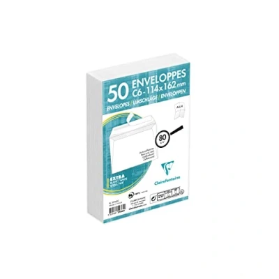 Imagen de Clairefontaine 59360C Un paquet de 50 enveloppes blanches autoadhésives avec fond gris 11,4x16,2 cm 80g sous cello