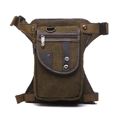 Imagen de Xieben Lienzo Caer Bolsa De Pierna para Hombres Mujeres Motocicleta Montar En Bicicleta Ciclismo Multiuso Muslo Cintura Fanny Pack Viajes Deportes Pesca Caza Senderismo Camping Aire Libre Café