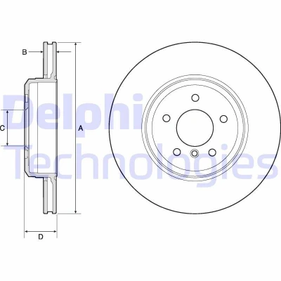 Imagen de DELPHI BG4753C Disco de freno 345 24 5 ventilado revestido altamente carbonizado sin cojinete rueda, anillo sensor ABS BMW: Berlina, Touring