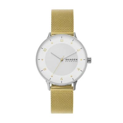 Imagen de Skagen RIIS Reloj para Mujer, Movimiento de Cuarzo con Correa Acero o Piel, Tono Dorado y Plateado, 36MM