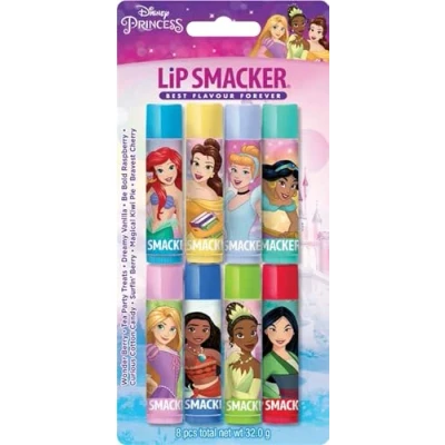 Imagen de Lip Smacker Disney Princess Party Pack, Set de 8 Bálsamos Labiales Surtidos para Niñas Inspirados en las Princesas Disney, Efecto Natural Transparente