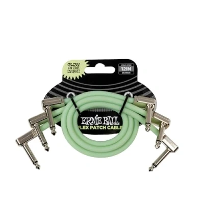 Imagen de Ernie Ball Cable de conexión flexible 30 cm brilla en la oscuridad Paquete 3