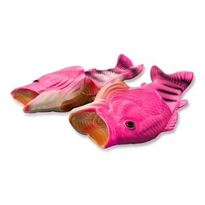 Imagen de UNIQSTORE Tricky Fisch Sandalias con forma de pescado, zapatillas estar por casa creativas, estilo pez, para la playa, calzado inspirado en peces, hombre, rosa, 38/39 EU