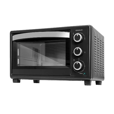 Imagen de Cecotec Horno de sobremesa Bake&amp;Toast 2300 Black, 23 L, Potecia 1500 W, Hasta 230ºC, 3 modos calor: grill, calor base, y combinada, Puerta doble cristal, Temporizador 60 min, Bandeja recogemigas.