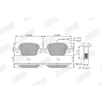Imagen de JURID 573400J Juego de pastillas freno con contacto avisador desgaste accesorios ABARTH: 500 / 595 695 Hatchback
