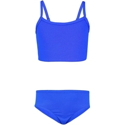 Imagen de Aquarti Conjunto de Bikini para Niñas Bustier Breve Traje Baño Dos Piezas, 038 Jacquard Lunares Azul Aciano, 158