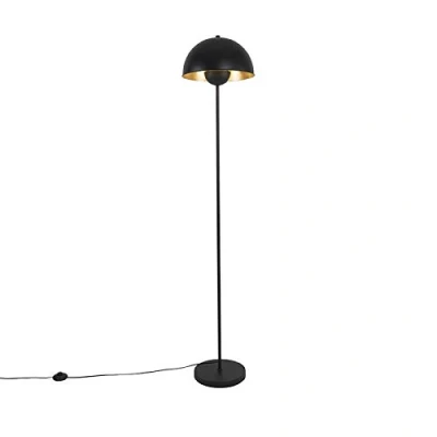 Imagen de Qazqa Lámpara de pie industrial negra/oro 160cm MAGNAX Acero Alargada Adecuado para LED Max. 1 x 60 Watt